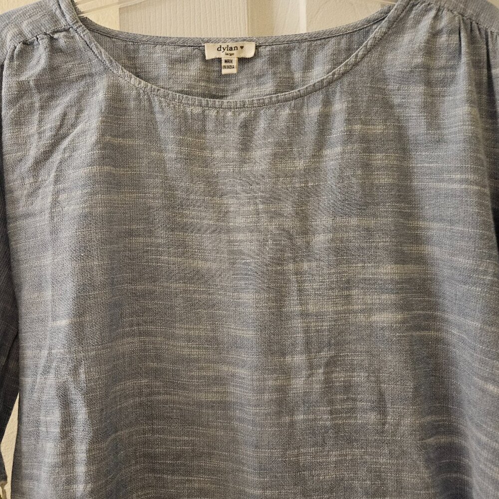 Dylan cotton Romantic Boho Cottagecore Blue embroider Lace Flowy Beach Top L